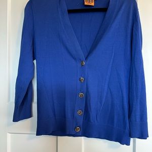 Tory Burch cardigan sweater cobalt blue medium EUC